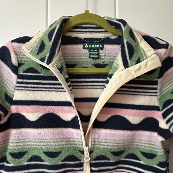WOODS Half-Zip Fleece Pullover in Pastel Geo Stripe - Picture 3 of 8
